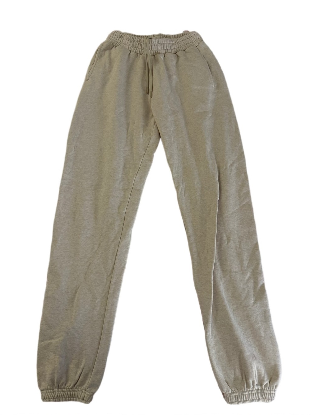 Neutral Beige Drawstring Sweatpants Small long